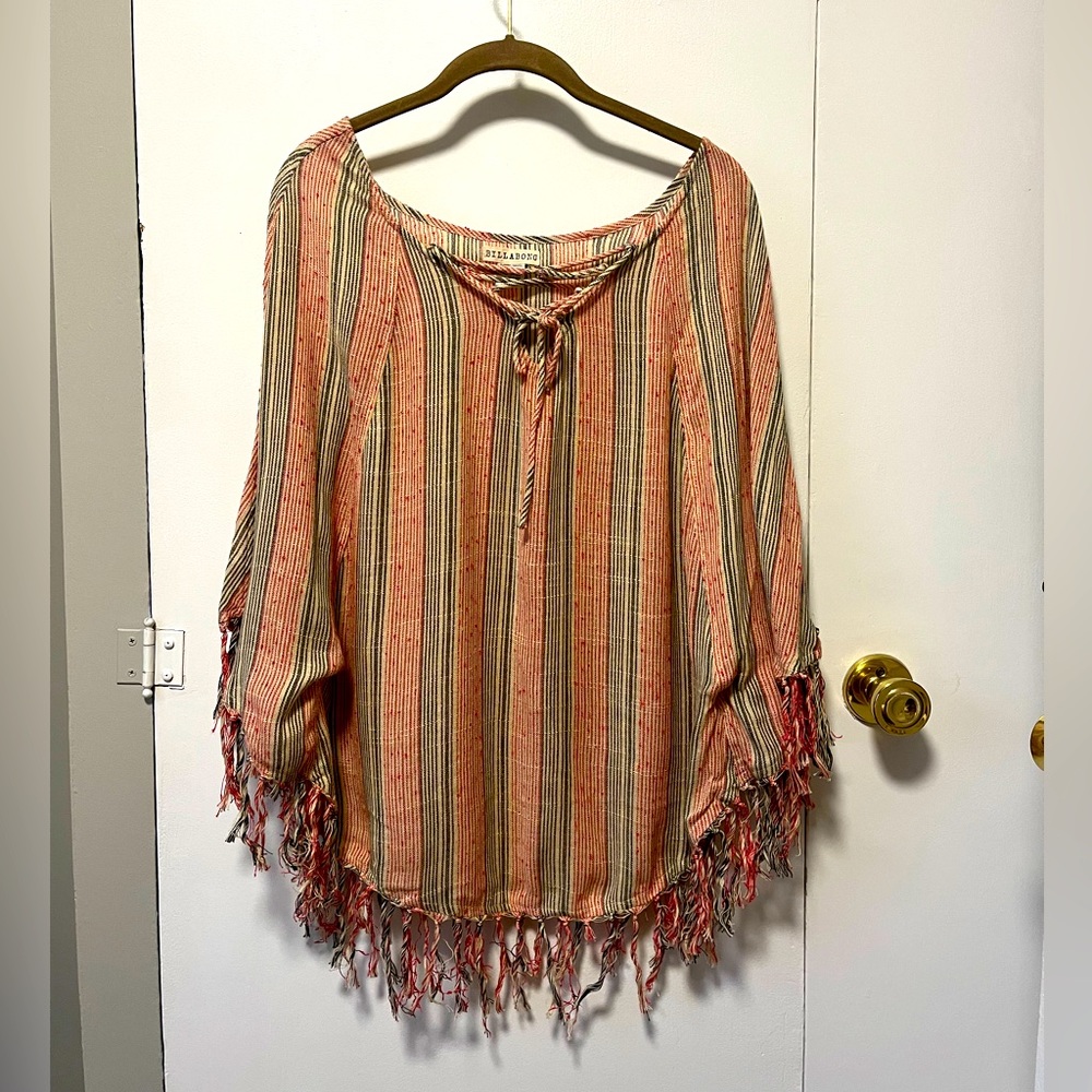 Billabong Striped Linen Poncho